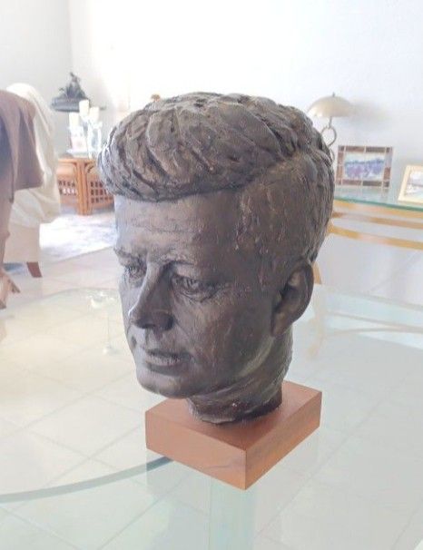 Austin productions Kennedy bust on wood stand 1964.