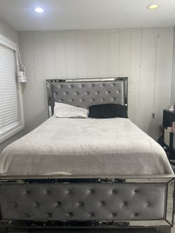 Bed Frame And Mirrored Dresser