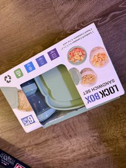 LockBox 6-Piece Reusable Sandwich & Snack Container Set - New