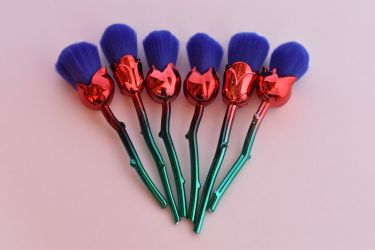 6pcs blue rose flowers shaped 💙 makeup brushes