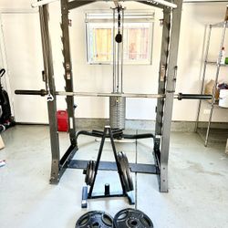 Hoist PTS Dual Action Smith Machine/Olympic standard size complete weight set up