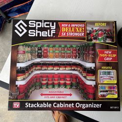 Stackable Cabinet Organizer - Spice Shelf- Adjustable 