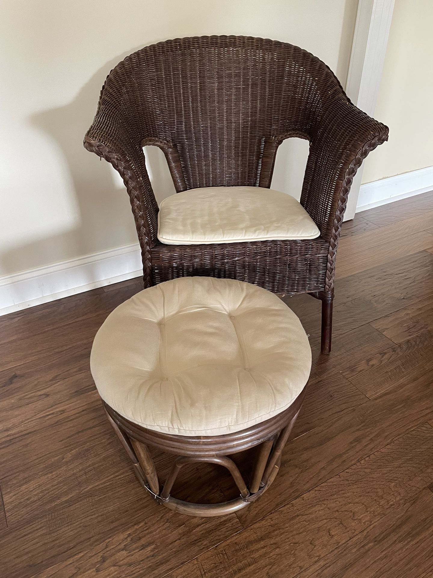 Rattan Chair And Ottoman
