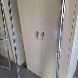 Set Of 2 Shower Glass Doors, 57 1 /2 X28 3/4 Used, Good Condition 