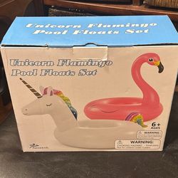 Unicorn And Flamingo Floats And Beach Blanket
