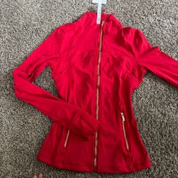 Lululemon Red Full-Zip Athletic Jacket with Gold Zippers