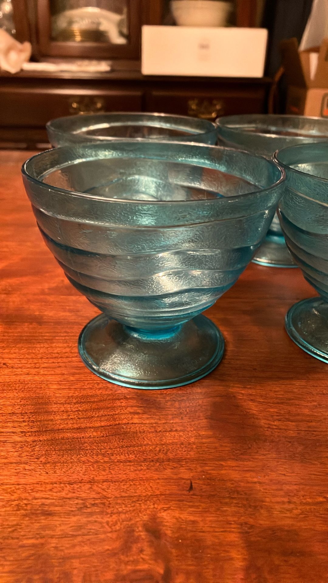 4 Blue Plastic Dessert Cups