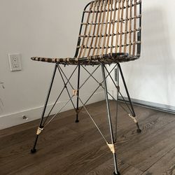 Set Of Four Metal And Rattan Chairs