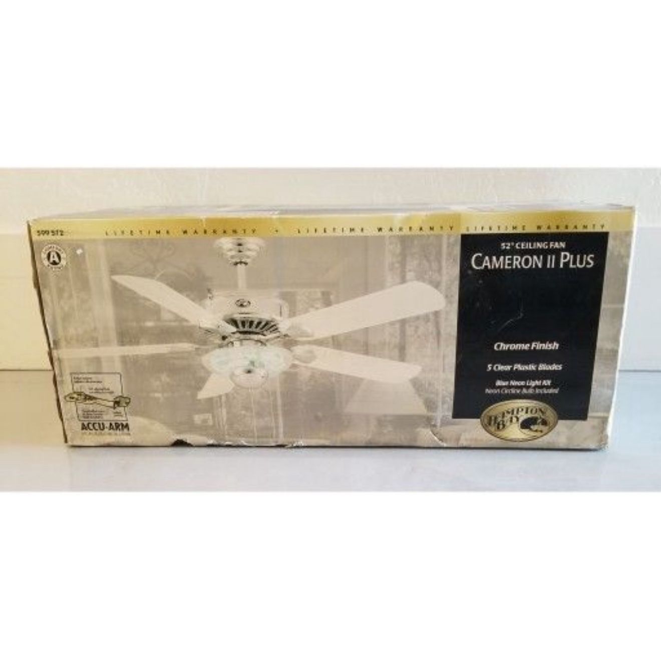 NEW Cameron II Plus 52” Ceiling Fan with Blue Neon Light 52 In VERY RARE