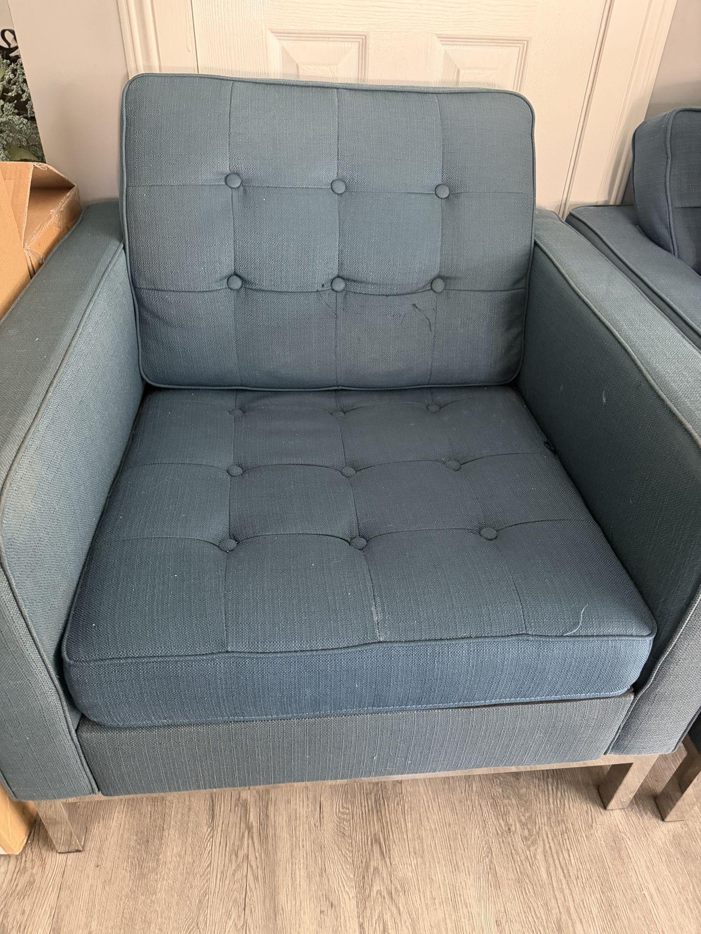 Modern Blue Sofa And Matching Chairs