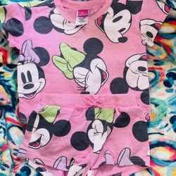 12 Months Babygirl Disney Baby Minnie Mouse Pink 2 Piece Outfit 