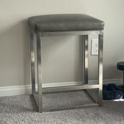 Faux Leather Silver Gray Modern Bar Stool