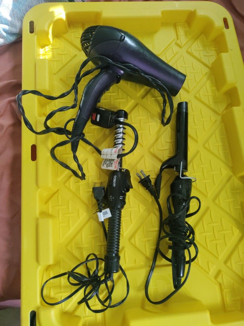 Blow Dryer And 2 Curling Irons