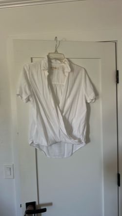 Lucky Brand White Short Sleeve Wrap Top