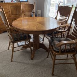 Solid Oak Table With 4 Chairs