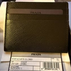 Prada - Saffiano Leather Card Holder - Black - New