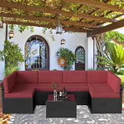 7pc Outdoor Sectional Patio Furniture Set