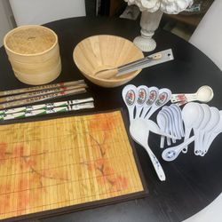 Asian Dining Set With Bamboo Steamer