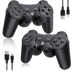 OKHAHA Controller 2 Pack for PS3 Wireless Controller for Sony Playstation 3, Double Shock 3, Bluetooth, Rechargeable, Motion Sensor, Remote for PS3 (N