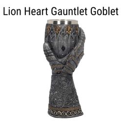 Nemesis Now Lion Heart Gauntlet Goblet 25cm Silver, Resin w/Stainless Steel Insert
