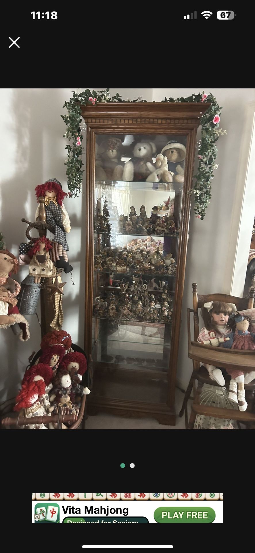 Oak China Cabinet w/glass Shelves