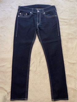 True Religion Men’s Skinny Jeans Size 36 Dark Wash Big T Contrast Stitch