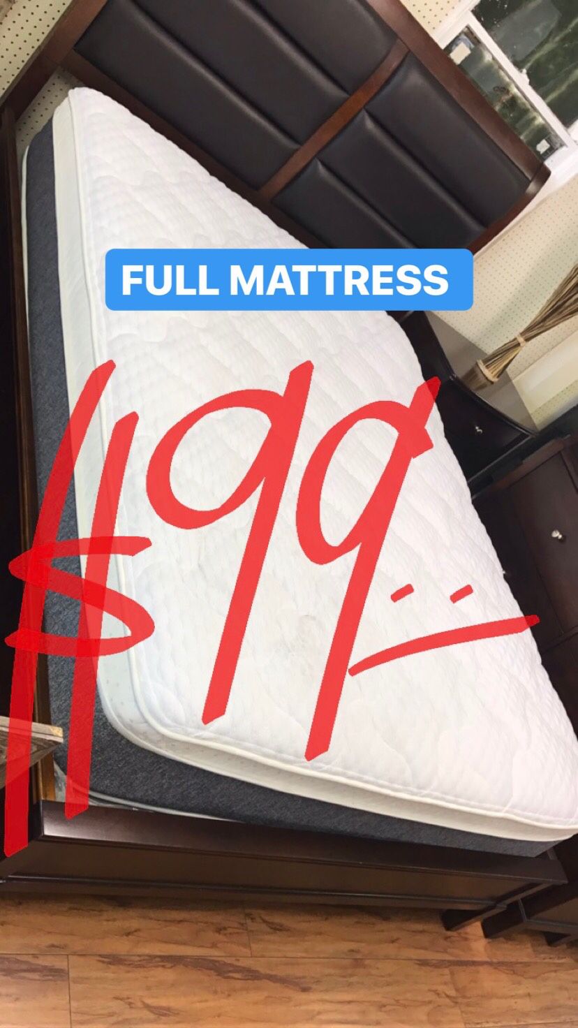 BRAND NEW PILLOW TOP MATTRESSES💯 COLCHONES NUEVOS PILLOW TOP 💯 Queen $120 ❌ $180 With Box Spring 💥💥 FULL SIZE $100 ❌ $150 With Box Spring💥 Twin