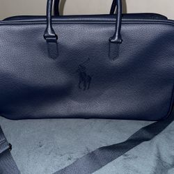 Polo Ralph Lauren Navy Blue Leather Duffel Bag (if wanted you can take the shoulder strap off)
