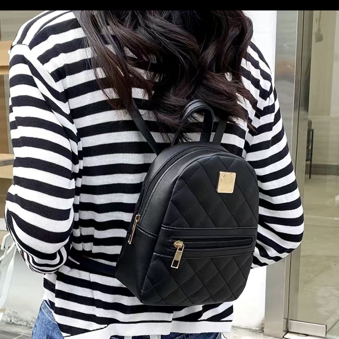Black Only Small Backpack Purse
