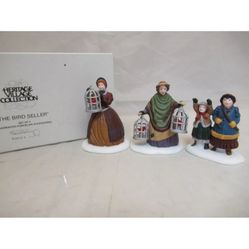 HERITAGE VILLAGE Dept 56 THE BIRD SELLER Set of 3 #5803-3  w/Box "RETIRED"!