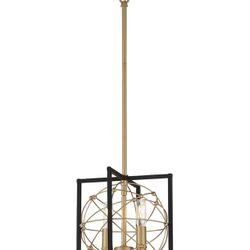 NEW! Minka Lavery Titans Trace Pendant, 2-Light 120 Total Watts, Sand Coal with Painted Honey Gold