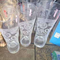 6 New Peroni Beer glasses