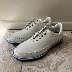 Size 9 Adidas Boost MC 80 Leather Golf Shoes Mens Off White Blue Comfort ID4749