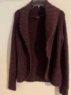 Bebe Plum Purple Fuzzy Cardigan