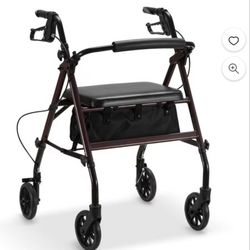 Naipo Mobility Rollator Walker for Seniors with Seat, Foldable Rolling Medical Walker with 6 inch Wheels, Aluminum Frame Supports Up to 300 lbs