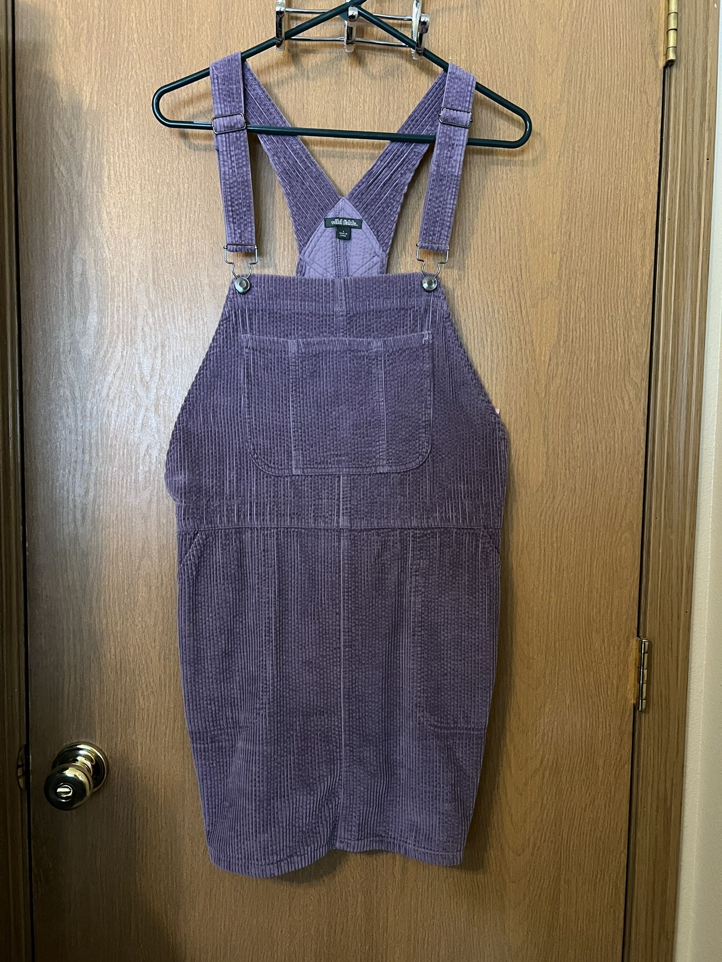 Purple Corduroy Overall Dress 