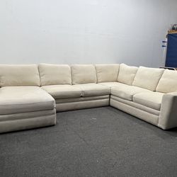 Off-white/Cream Fabric 3 piece Sectional / Left-arm Facing Chaise. We deliver & set up.