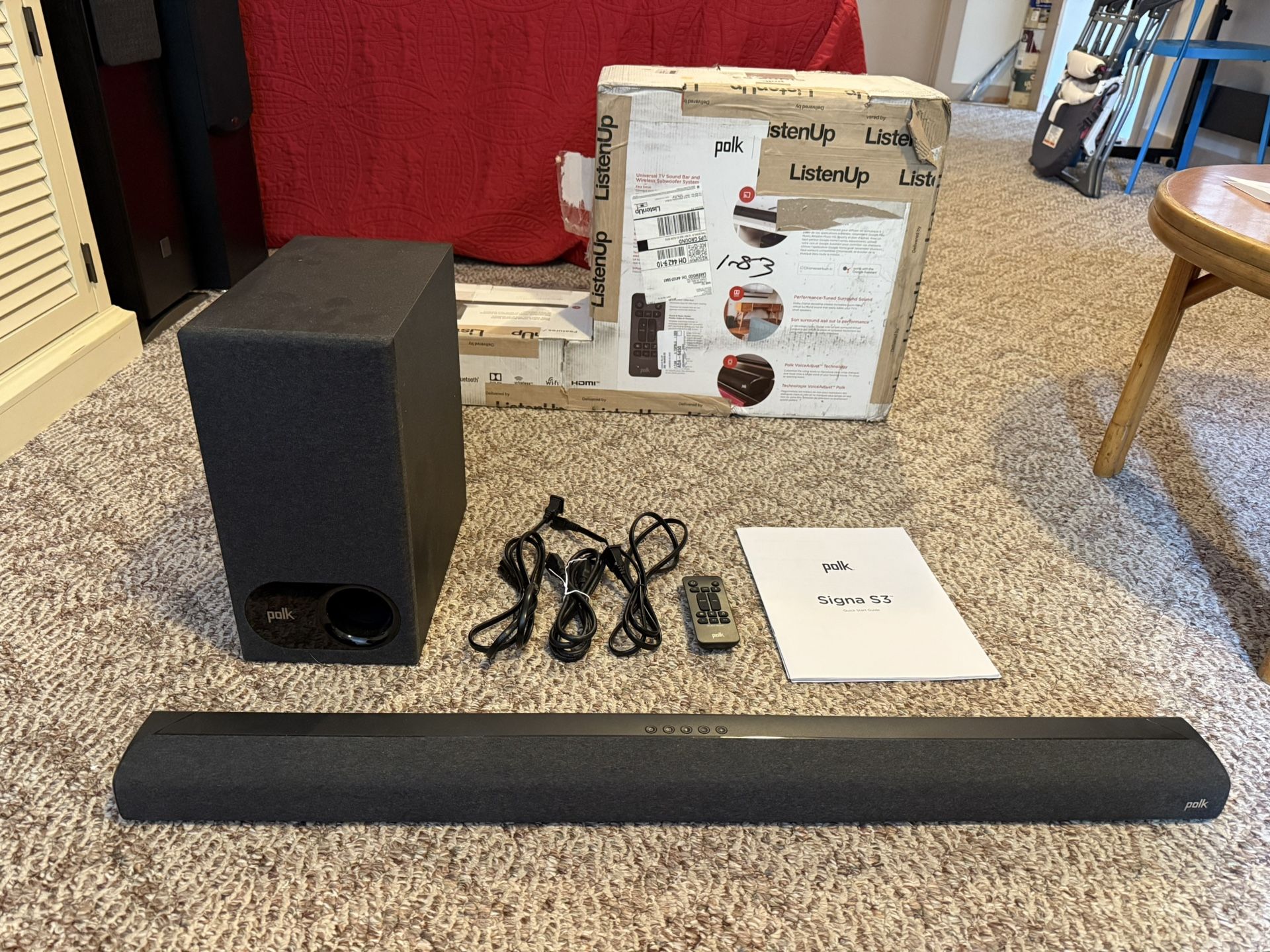 Polk Audio Signa S3 Sound Bar and Wireless Subwoofer W/remote