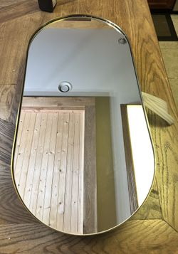 Gold Framed Oval Mirror With Storage