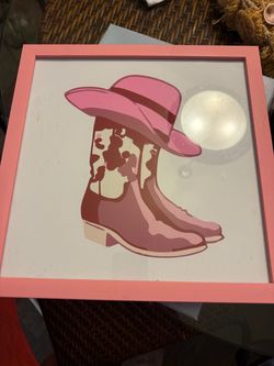 Pink Cowboy Boots Framed Wall Art