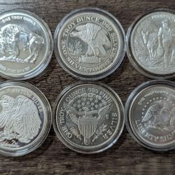 6 Silver Rounds 1 ounce 999 silver