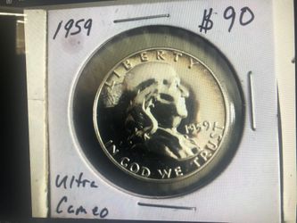 Ultra Cameo Silver 1959 Ben Franklin Half Dollar— Rare