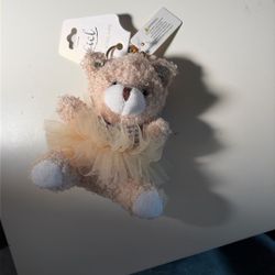 Light Peach Color Bear With Little Skirt Key Chain 