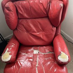 Red Leather Armchair With Ears 
