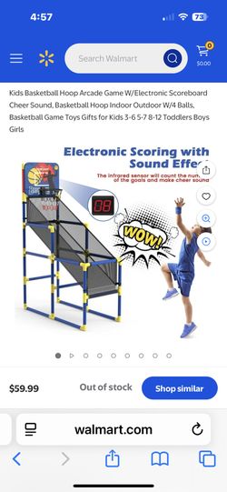 Kids Basketball Hoop Arcade Game W/Electronic Scoreboard Cheer Sound, Basketball Hoop Indoor Outdoor W/4 Balls, Basketball Game Toys Gifts for Kids 3-