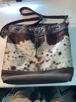 Cowhide Leather Drawstring Crossbody Bag
