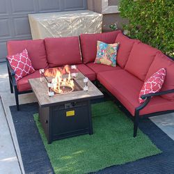 Patio Set New Fire Pit And Furniture Set With Cushions 