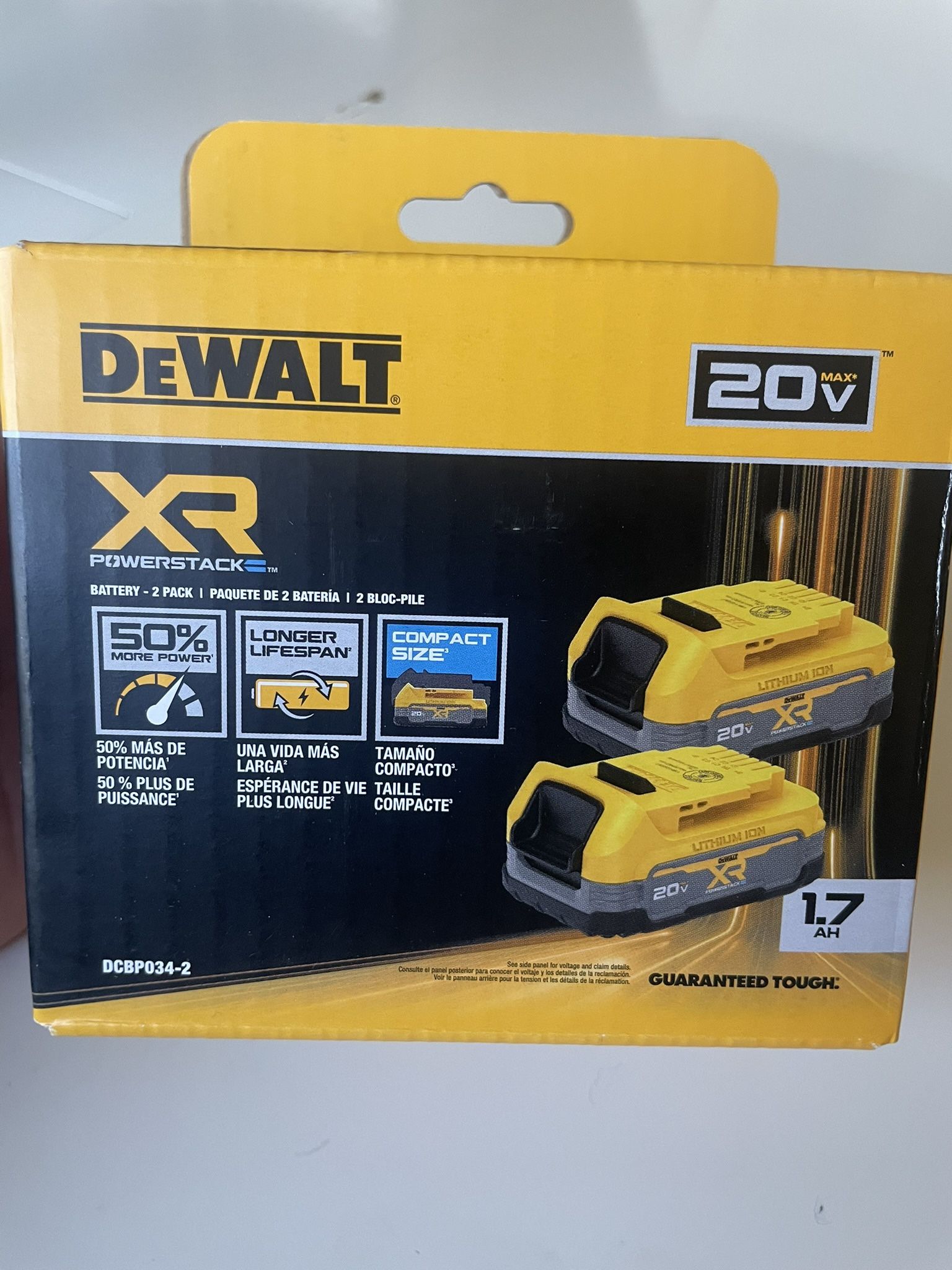 Dewalt Pair Set (2) 20V XR powerstack 1.7 AH Rechargable Batteries