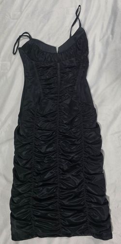 Bebe Black small Ruched Satin Mini Dress