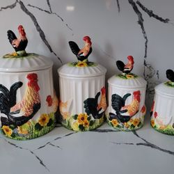 Vintage KMC Rooster Canisters